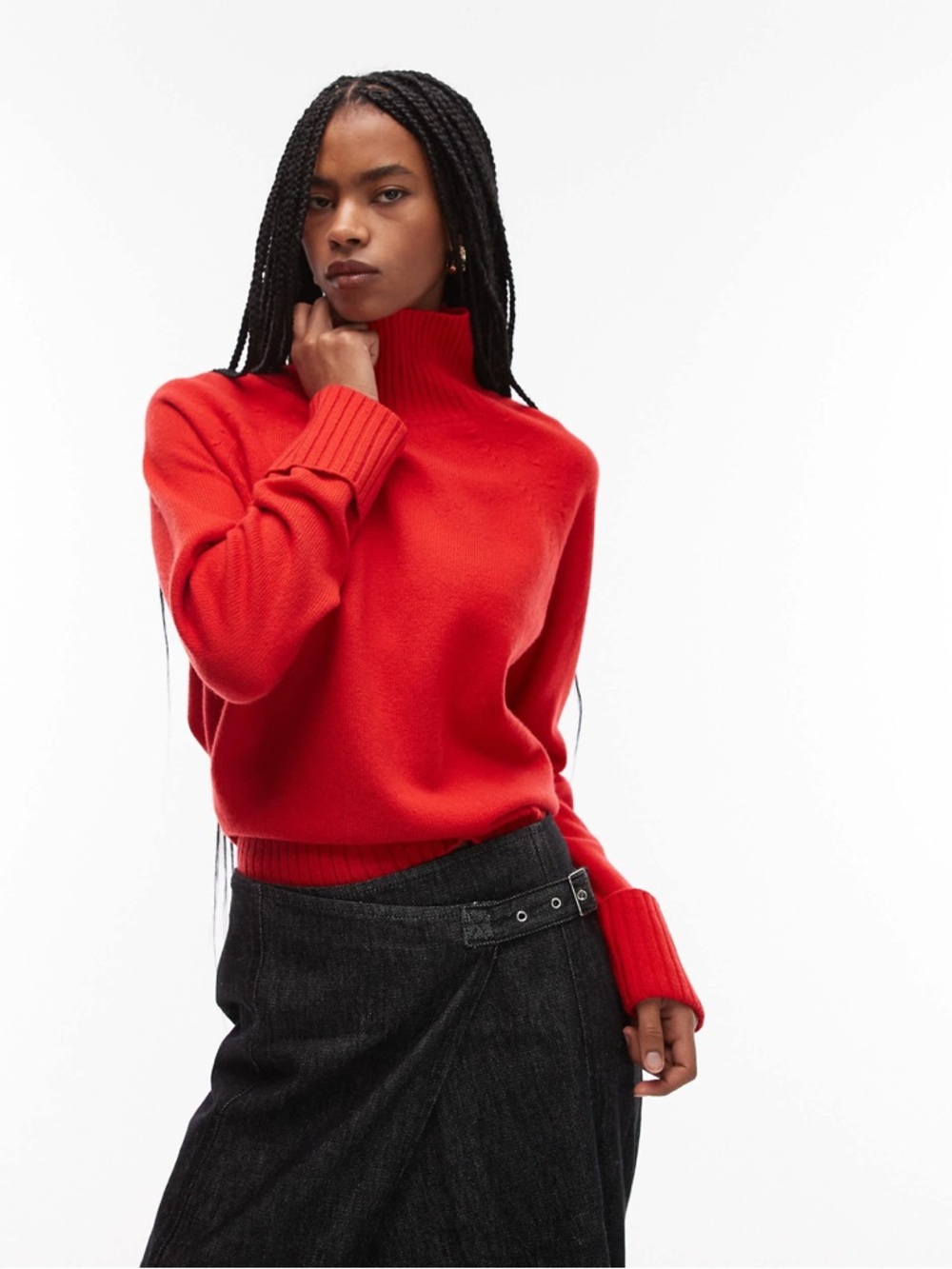 ARKET Bright Red wool Mock Neck Sweater
